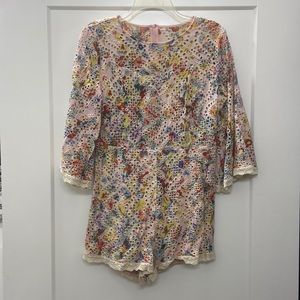 Floral crocheted romper Large